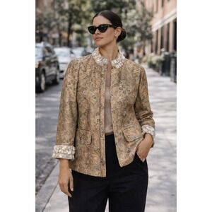 Dolce & Gabbana Gold Brocade Jacket w/ Mother-of-Pearl Detail (IT 46 / US 10)